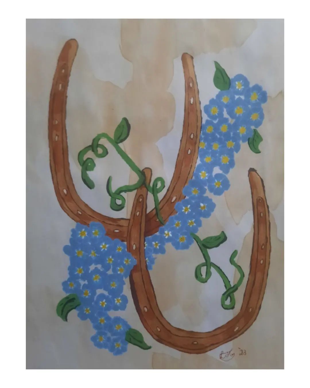 Horseshoes and Forget-Me-Nots Print